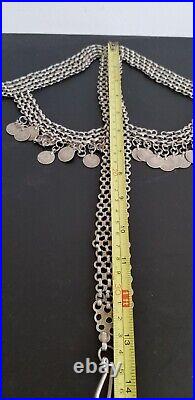 Antique Palestinian handmade Tribal headdress silver with coins ottoman empire