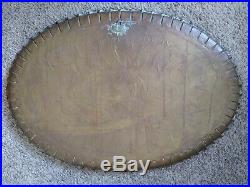 Antique Persian Arabic Hammered Engraved Brass Table Top Wall Hanging Tray 38x26