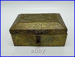 Antique Persian Brass Box Islamic Jewelry Box Mamluk Casket Style 4.75 Length