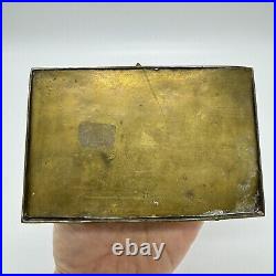 Antique Persian Brass Box Islamic Jewelry Box Mamluk Casket Style 4.75 Length