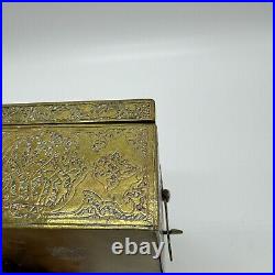 Antique Persian Brass Box Islamic Jewelry Box Mamluk Casket Style 4.75 Length