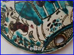 Antique Persian Hand Painted Ceramic Beehive Cover Scarce Islamic Folk Art (2/2)