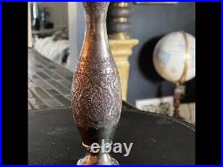 Antique Persian Isfahan Silver Hand Engraved Vase beautiful