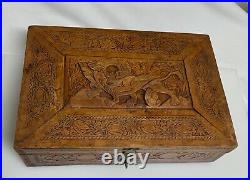Antique Persian Islamic Carved Wood Box 13x9 35x23cm 59782