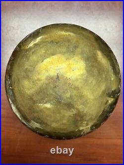 Antique Persian Mamluk Revival Hand Etched Brass Bowl, Pot 6 H 6.5 7.5 D