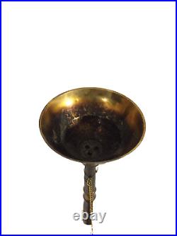 Antique Persian Middle Eastern Smoking Hookah Brass Cup And Chain Pipe