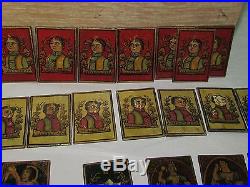 Antique Persian Miniature Painting Group Lacquer Playing Cards Game Pieces