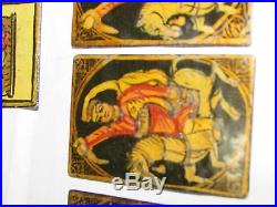 Antique Persian Miniature Painting Group Lacquer Playing Cards Game Pieces