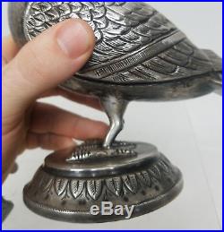 Antique Persian Ottoman Chinese Middle Eastern Heavy Silver Dove Bird Figure