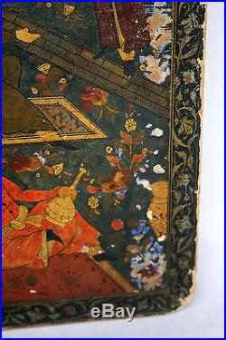 Antique Persian Painted Papier Mache Panel Book Cover Qajar