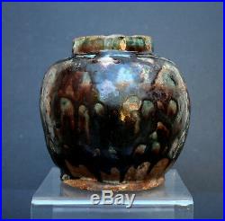 Antique Persian Pottery Vase In Chinese Tang Style Islamic Drip Glaze