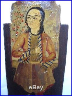 Antique Persian Qajar Hand Painted Papier Mache Qalamdan Divit Lacquer Pen Case