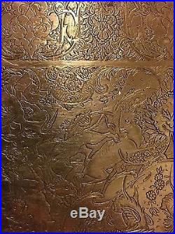 Antique Persian Qajar Solid Silver 84 Tray 19th Century