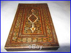 Antique Persian Qajar Wooden Micro Mosaic Inlay Mirror Case