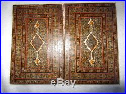 Antique Persian Qajar Wooden Micro Mosaic Inlay Mirror Case
