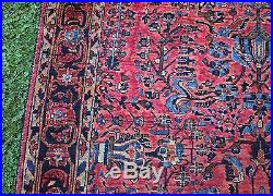 Antique Persian Sarouk, Hand Woven Wool Middle Eastern Carpet Rug, NR