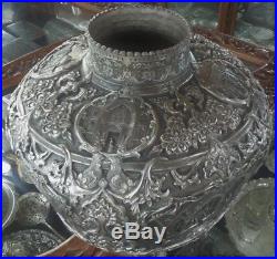 Antique Persian Silver Plated 3-D Repousee'd Etched Nobleman Hunt Scenes OLD