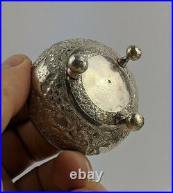 Antique Persian Silver salts Exceptional Quality Carved Birds & Flowers 95.7G