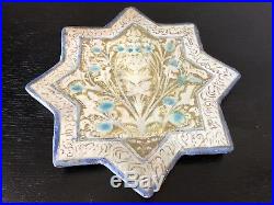 Antique Persian Star Shape Seljuq Ilkhanid Ceramic Tile lustre Kashan Islamic