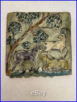 Antique Persian Tile Plaque Glazed Islamic Iznik Porcelain