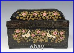 Antique Persian or Indian Papier Mache Lacquer Box Hand Painted Indo Islamic