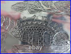 Antique Pierced Engraved Silver Tray Baptism Scene Greece Middle East Jordan