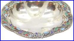 Antique Pure Silver Arabian Cloisonné 750mm Tri' Feet Flower Shaped Dish 16.5g