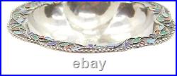 Antique Pure Silver Arabian Cloisonné 750mm Tri' Feet Flower Shaped Dish 16.5g