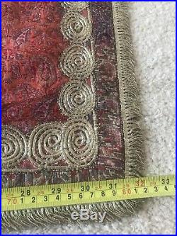 Antique Qajar Termeh Table cloth Paisley Silver Embroidery 46 X 32 in