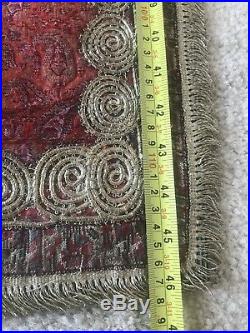 Antique Qajar Termeh Table cloth Paisley Silver Embroidery 46 X 32 in
