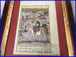Antique Rostam Rustam Middle East Miniature art folio painting Shahnameh Persian