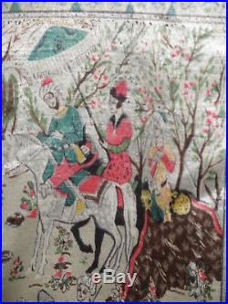Antique Safavid Persian Silk Brocade Pictorial Coat Jacket
