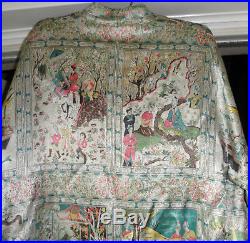 Antique Safavid Persian Silk Brocade Pictorial Coat Jacket