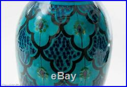 Antique Safi Large Turquoise Glaze Pottery Vase with Persian Kashan Design