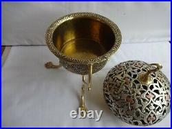 Antique Silver, Copper & Brass Islamic Persian Censor Incense Burner 25 cm