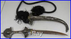 Antique Silver Enamel Jambiya Janbiya Dagger Knife Arab Islamic Scabbard Blade