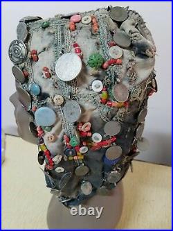 Antique Silver Yemeni Tribal Bedouin skull cap ornament with Silver & coins