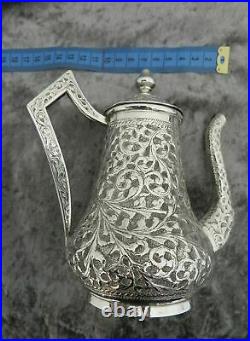 Antique Solid Sterling Silver Coffee Pot Indian or Persian 460g c1900