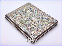 Antique Sterling Silver Islamic Ottoman Card holder case Enamel 19th Century