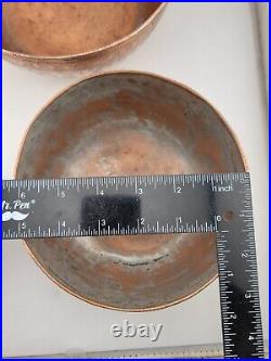 Antique Stuning Set Of 2 Nesting Large Middle Eastern Copper Bowls Hand Engraved