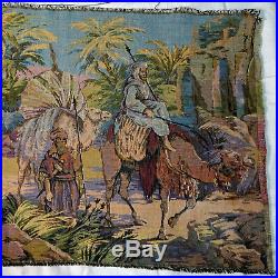 Antique Tapestry Arabian Middle Eastern Camel Dessert Palm Caravan from Belgium