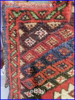 Antique Tribal Oriental Rug Salt Bag Nomadic Textile PIle Face Geometric 1930