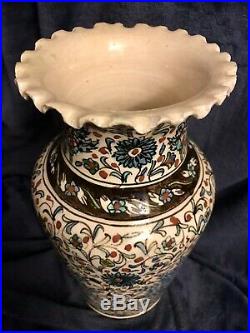 Antique Turkish Ceramic Pottery Hand Painted Polychrome Iznik Style Vase 10