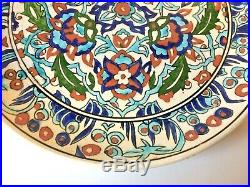 Antique Turkish Iznik Kutahya Pottery Painted Charger Signed