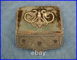 Antique Turkish Ottoman Islamic Embroidery Silver Embroidered Coins Wallet