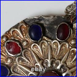 Antique Turkmen Yomut Button Silver Pendant Islamic Turkmenistan Amulet Necklace