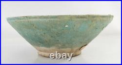 Antique Turquoise Blue Glazed Persian Middle Eastern Kashan Pottery Bowl Islamic