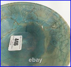 Antique Turquoise Blue Glazed Persian Middle Eastern Kashan Pottery Bowl Islamic