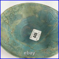 Antique Turquoise Blue Glazed Persian Middle Eastern Kashan Pottery Bowl Islamic