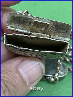 Antique Vintage Charm Ottoman Niello Silver Amulet Pendant Necklace 56g R1